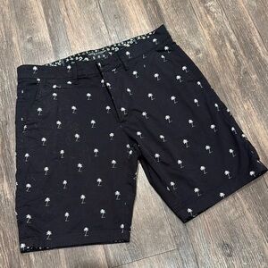 Denim & Flower Black Palm Tree Print Men's Shorts